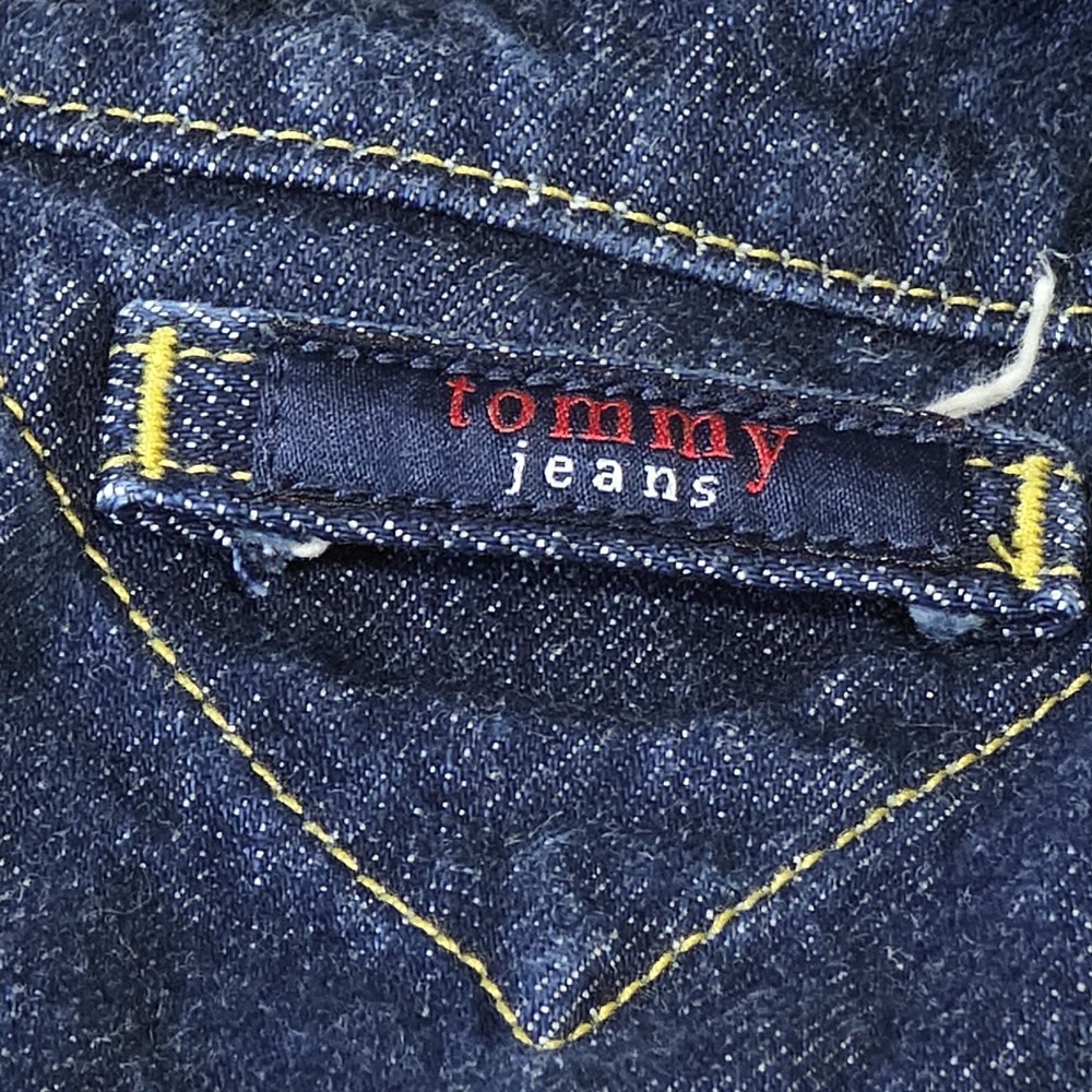 Vintage Y2K Vintage Tommy Jeans Denim Trucker Jacket Dark Rinse Women Size L... - Picture 5 of 12